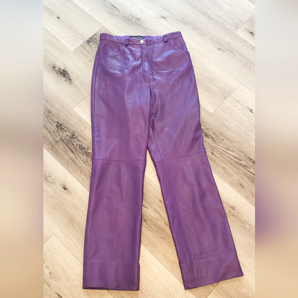 Vintage Escada Leather Pants Purple sz Small